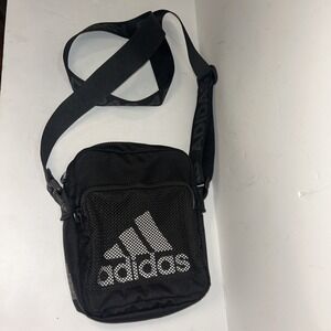 Adidas AMLIFIER  FESTIVAL BAG CROSSBODY BLACK UNISEX Zippered Pouch Mesh Adjusts